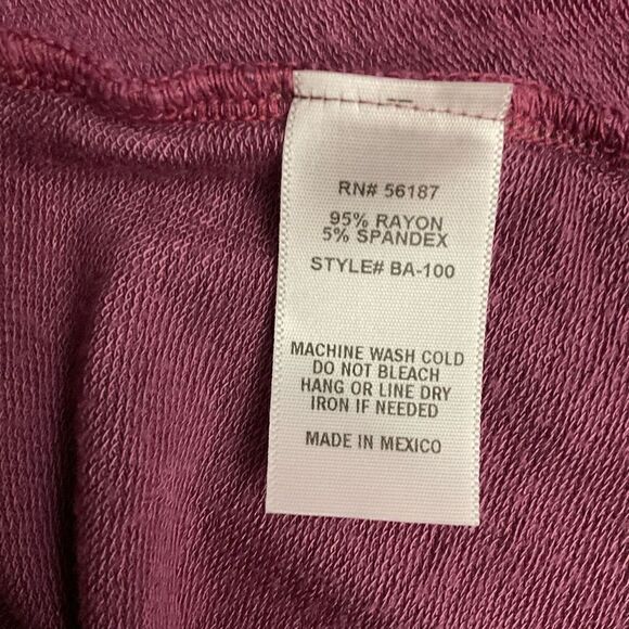 Baea Top V-Neck Crisscross Keyhole Back Purple Pink Lilac Flare Hem Medium - Picture 4 of 9